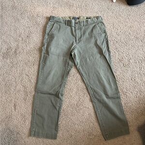 J. Crew Green Chinos with Straight Leg Cut and Cotton Fabric